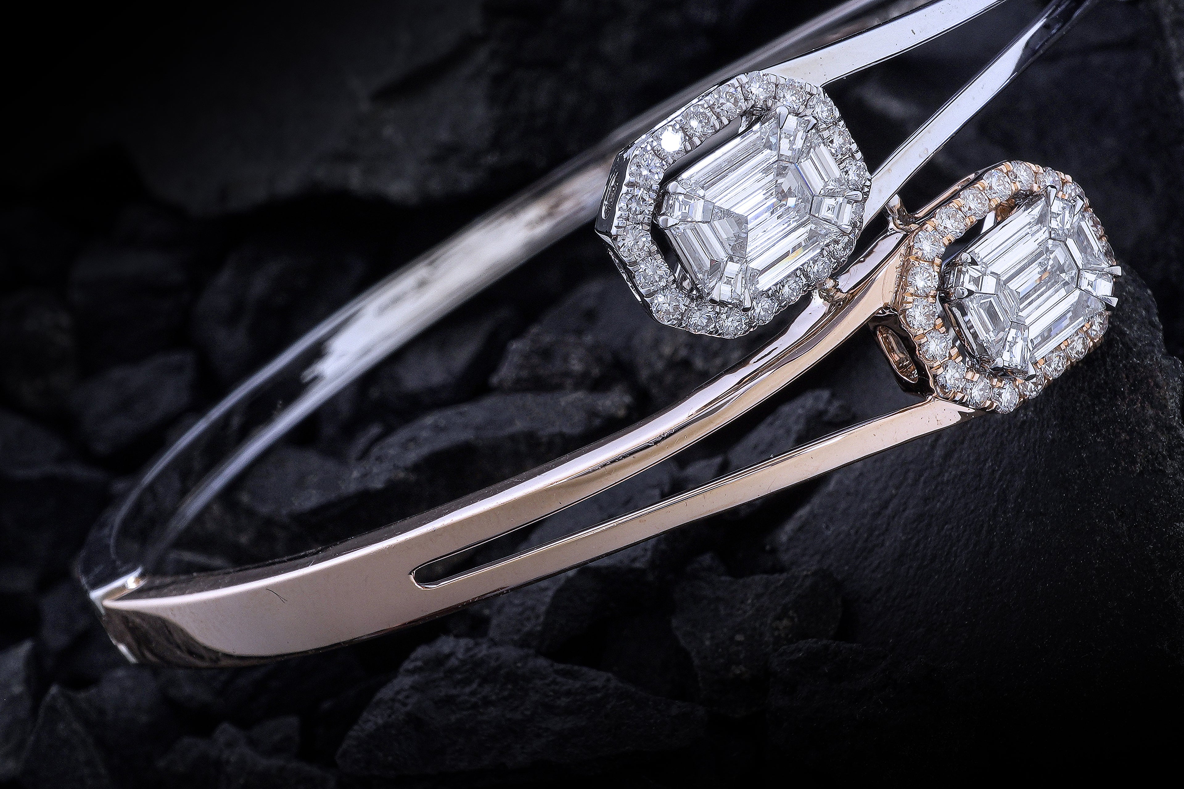 Bracelet with diamond rose gold and silver colour
